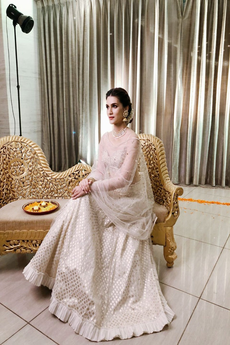 Kriti Sanon looks surreal in a classic Monika Nidhii ivory lehenga