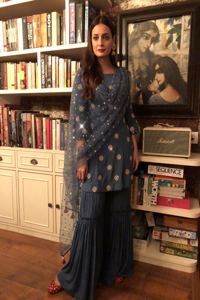 Dia Mirza looks beautiful in our embroidered sharara set
