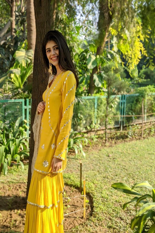 Sanjana sanghi radiates happiness in this yellow ensemble