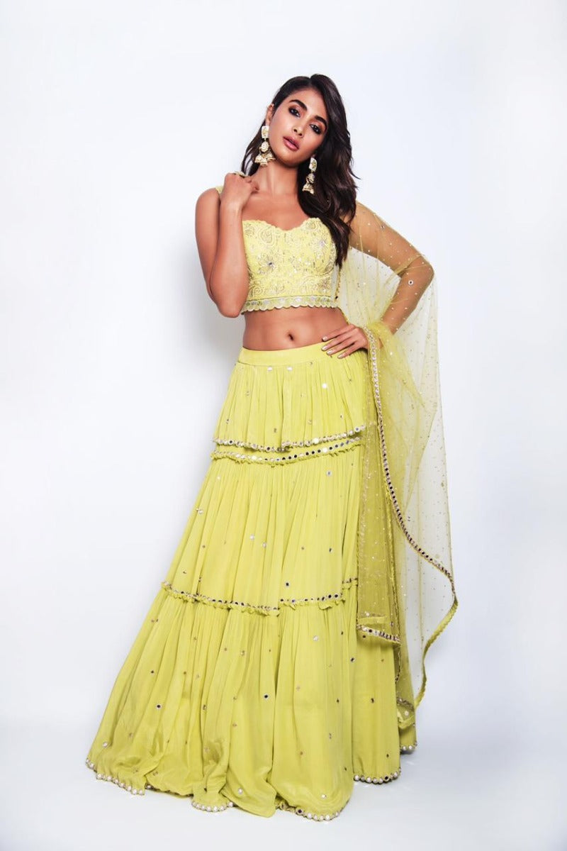 Pooja Hegde in our beautiful lime green outfit